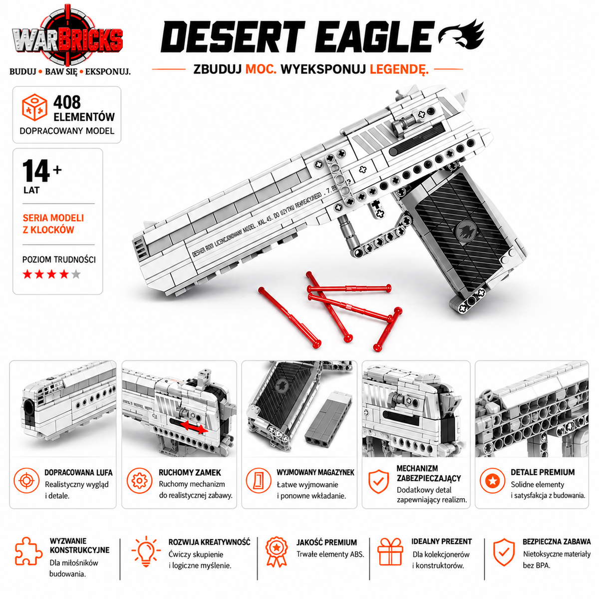 Desert Eagle - Broń Krótka (408 Elementów)